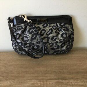 Coach Metallic Leopard Wristlet with Black Leather Trim and Hangtag EUC